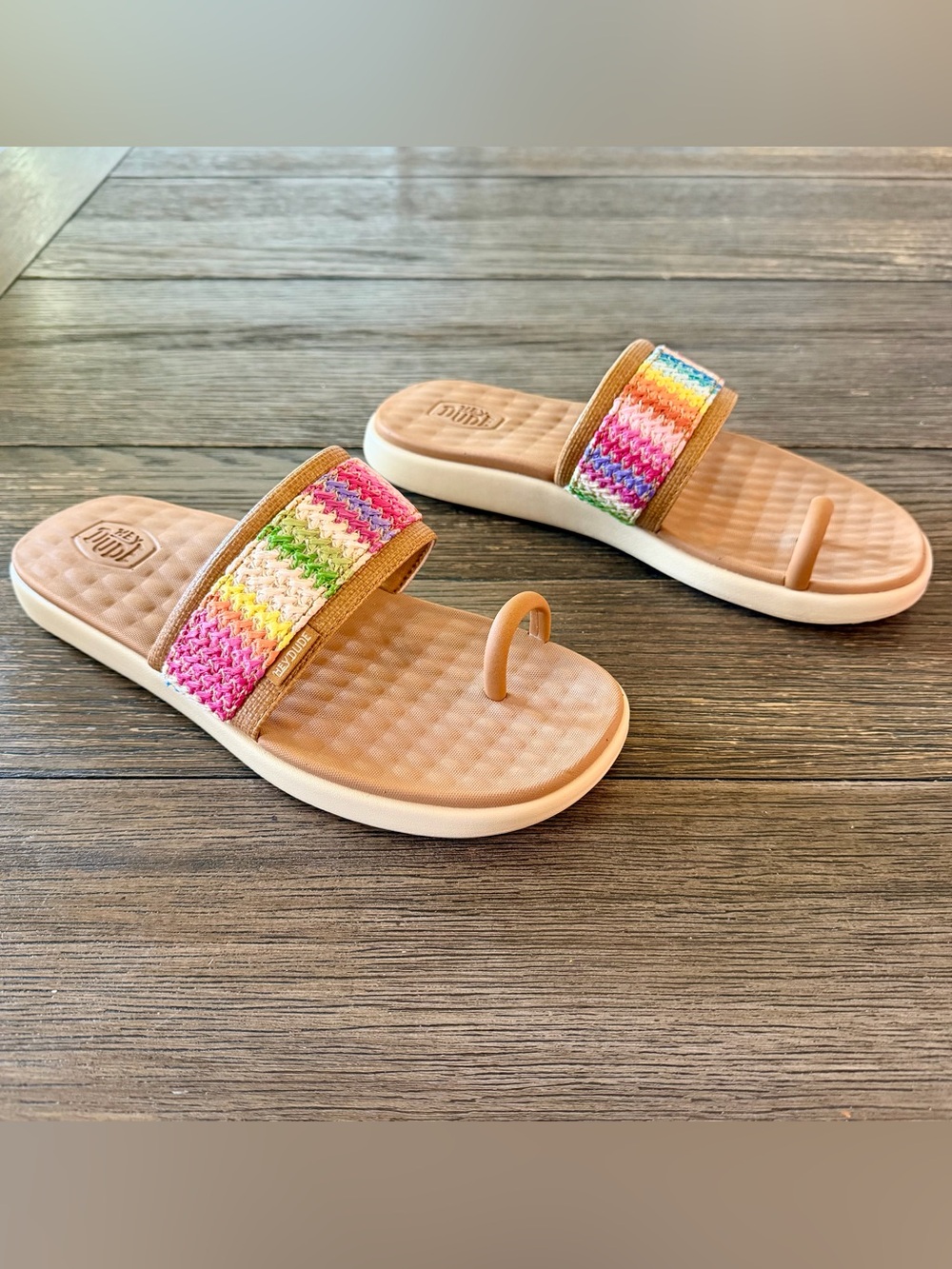 NEW Hey Dude Maui Breeze Toe Loop Flip Flop Sandal Women's 8 Multicolor Woven - Picture 5 of 7